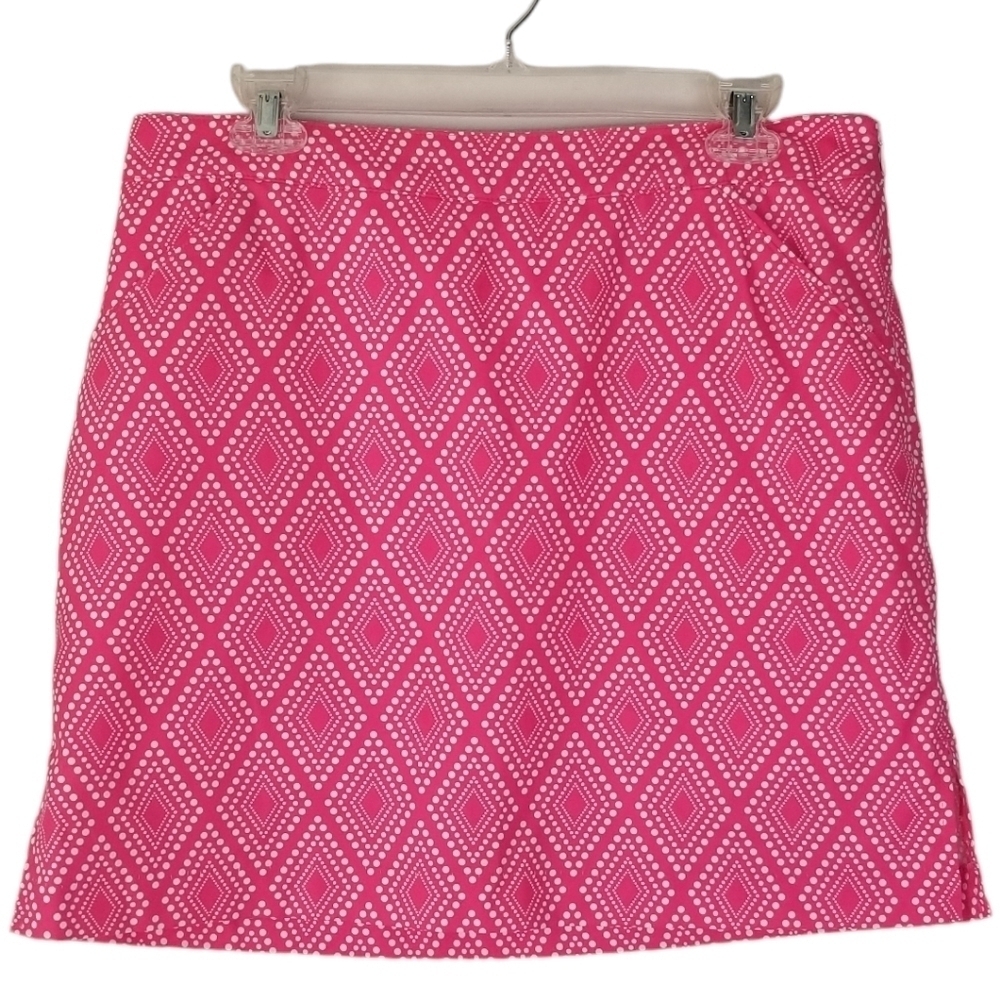Coral Bay Golf Skort Pink/White Geometric Print Size 10 Stretch - Picture 1 of 13